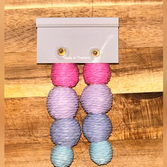 NAKAMOL MADE IN THAILAND Raffia Bead Linear DROP Earrings Brand New With Tags - Picture 8 of 8